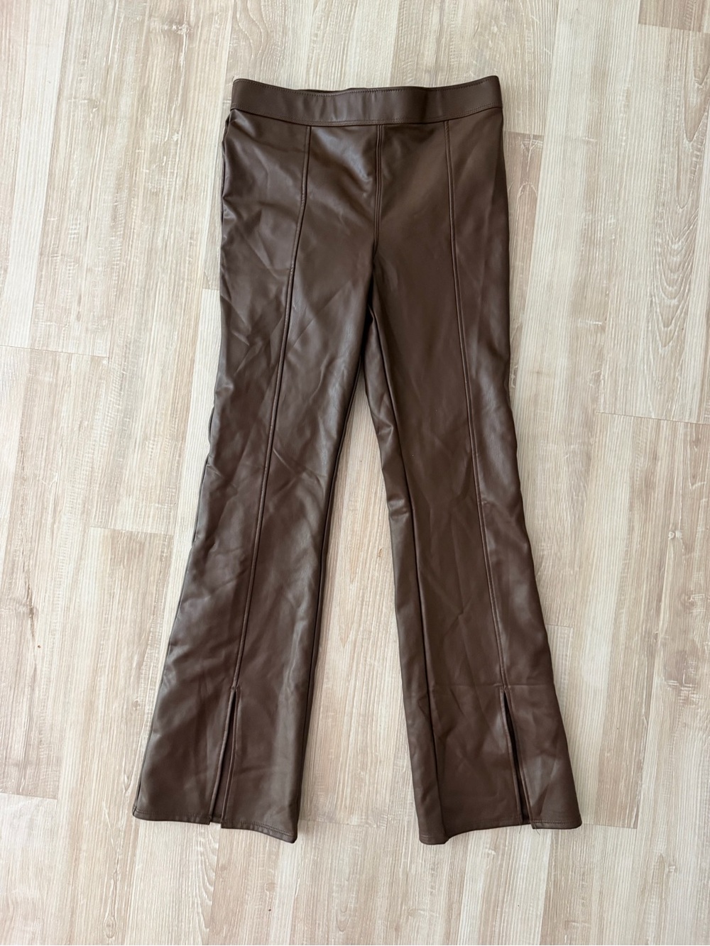 abercrombie kids Brown Faux Leather Flare Pants